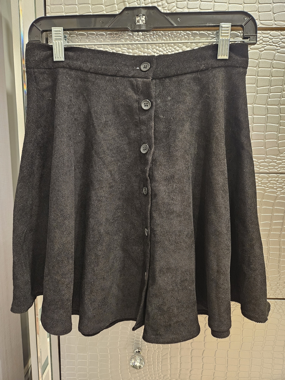 SHEIN Black Button-Front Skater Skirt